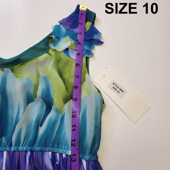 Argenti New York Green Blue Sleeveless Accordion Flare Dress - New - Picture 15 of 16